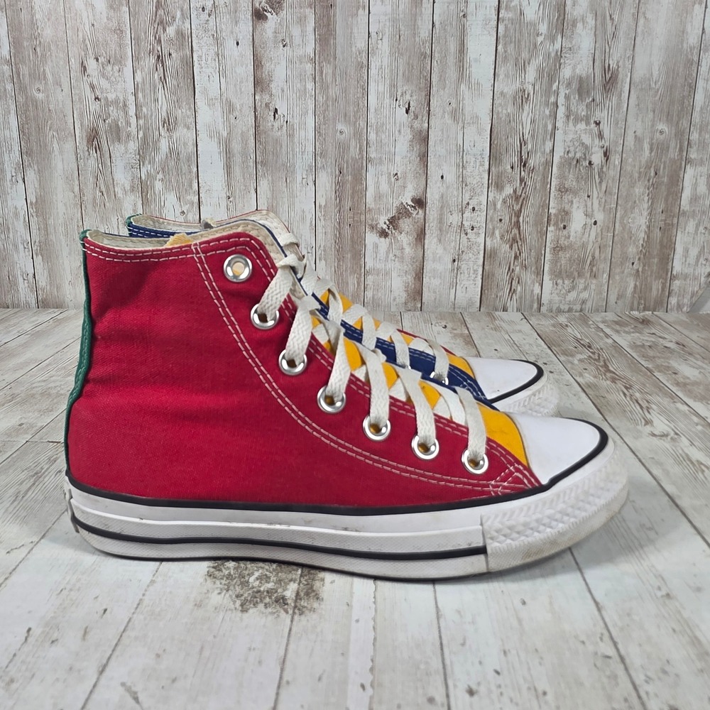 Converse Chuck Taylor All Star High‎ Top Colorblock Red Blue Yellow  Womens 6